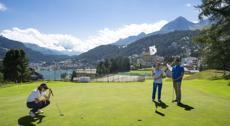 Playing golf in the mountain landscape of Engadin